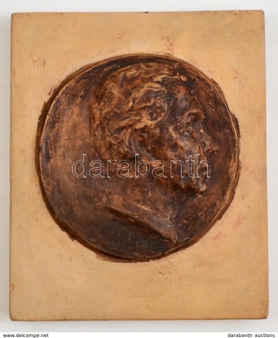 Olvashatatlan Jelzéssel: Férfi Portré Terrakotta Plakett, D:10,5 Cm - Other & Unclassified