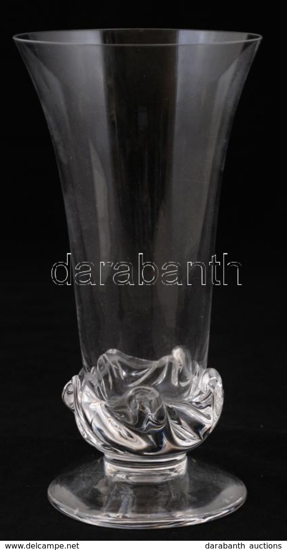 Modern Daum  Váza, Plasztikus Díszítéssel, Jelzett, Hibátlan, M:20 Cm - Glass & Crystal