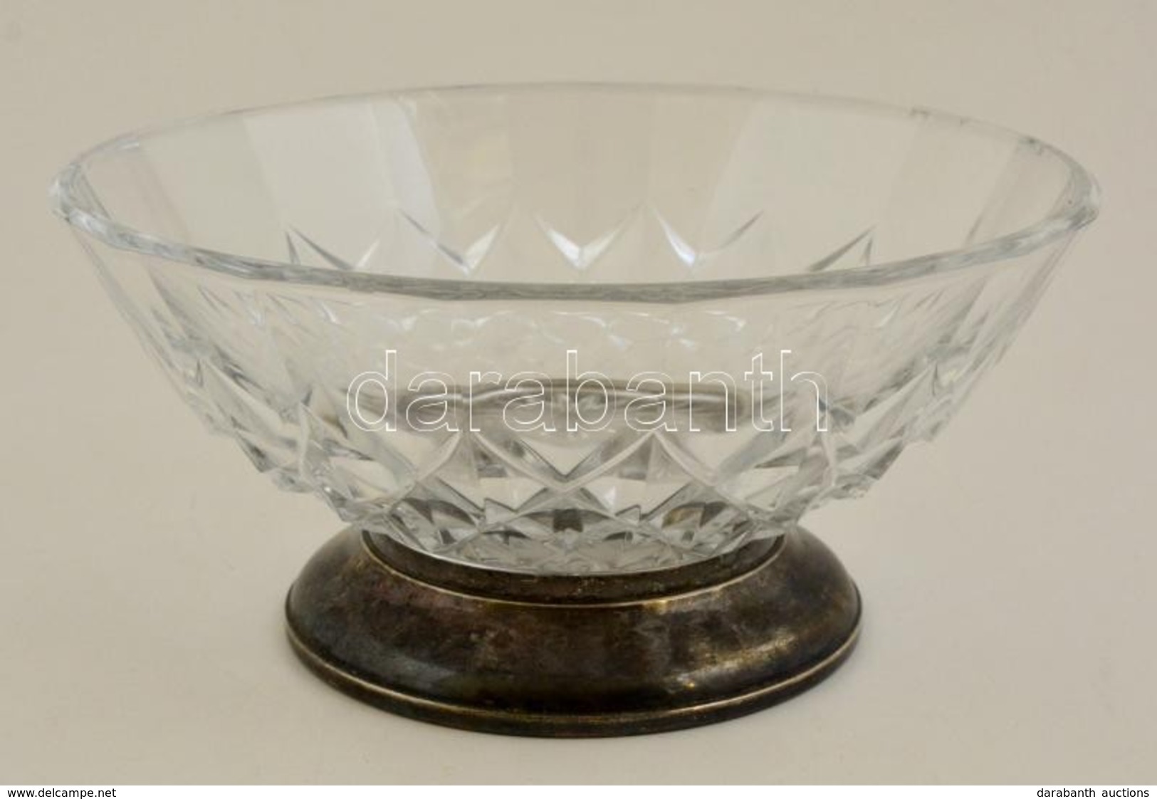 Üveg Kínálótál, Formába öntött, Csorbákkal, Ezüstözött Talppal, D: 25 Cm - Glass & Crystal