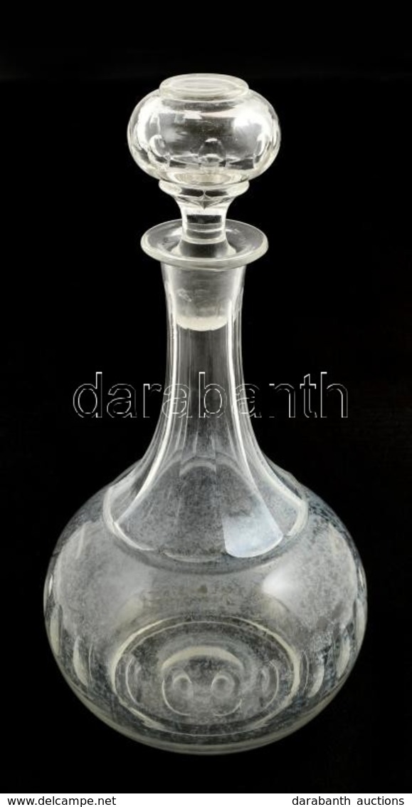 Dekoratív üveg Kiönt? Dugóval, Jelzés Nélkül,a Dugón Nagyon Apró Lepattanásokkal, M: 28 Cm - Glass & Crystal