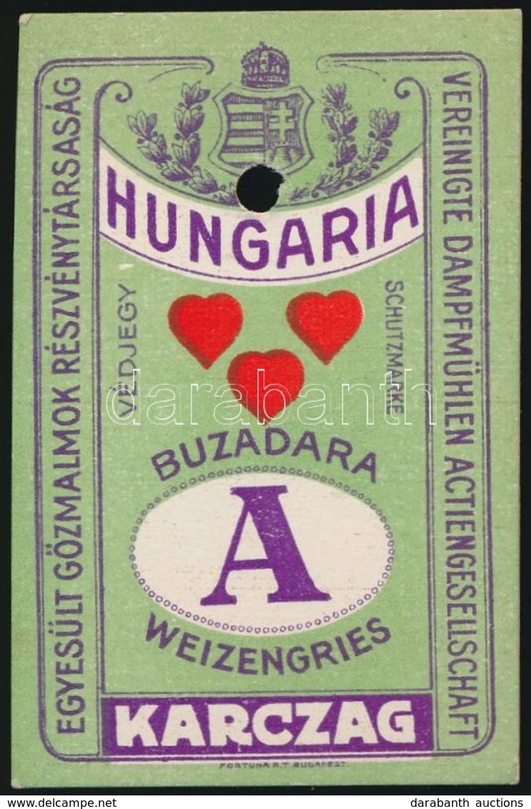 Cca 1900 Liszteszsák Zárjegy. Karcag, / Flour Bag Tax Stamp - Unclassified