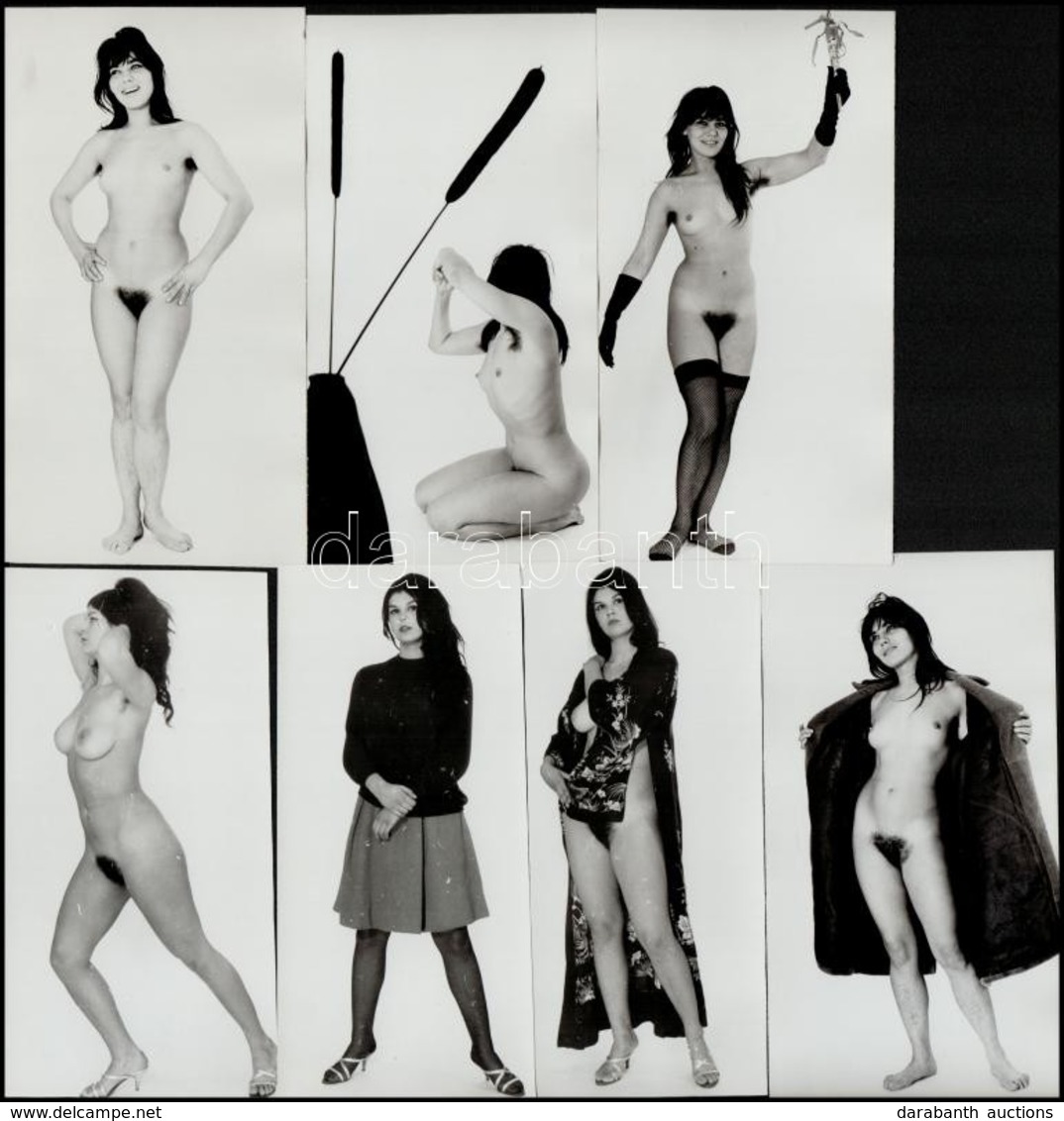 Cca 1973 Csinos Modell Fellépése, Szolidan Erotikus Felvételek, 7 Db Vintage Fotó, 14,5x6,5 Cm és 15x8 Cm Között - Other & Unclassified