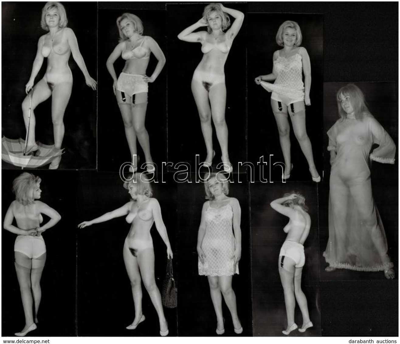 Cca 1967 Kellem, Küllem, Harmónia, Szolidan Erotikus Felvételek, 9 Db Vintage Fotó, 14x6 Cm és18x7 Cm Között - Other & Unclassified