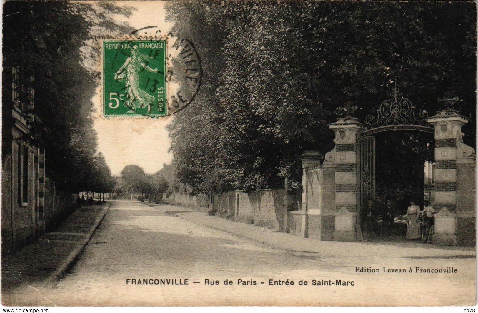 FRANCONVILLE (95) La Rue De Paris - Entrée De Saint Marc - Très Très Rare - Animée - Carte Postée - Franconville