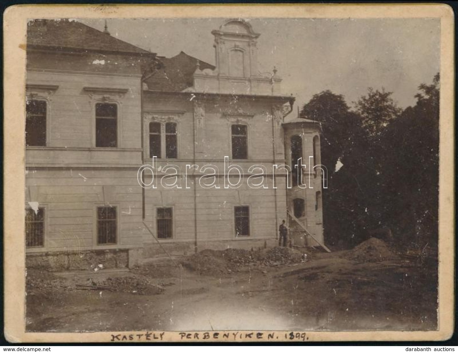 1899 Perbenyik (ma: Pribeník, Szlovákia), Kastélyb?vítés, Fotó, 9×12 Cm - Altri & Non Classificati