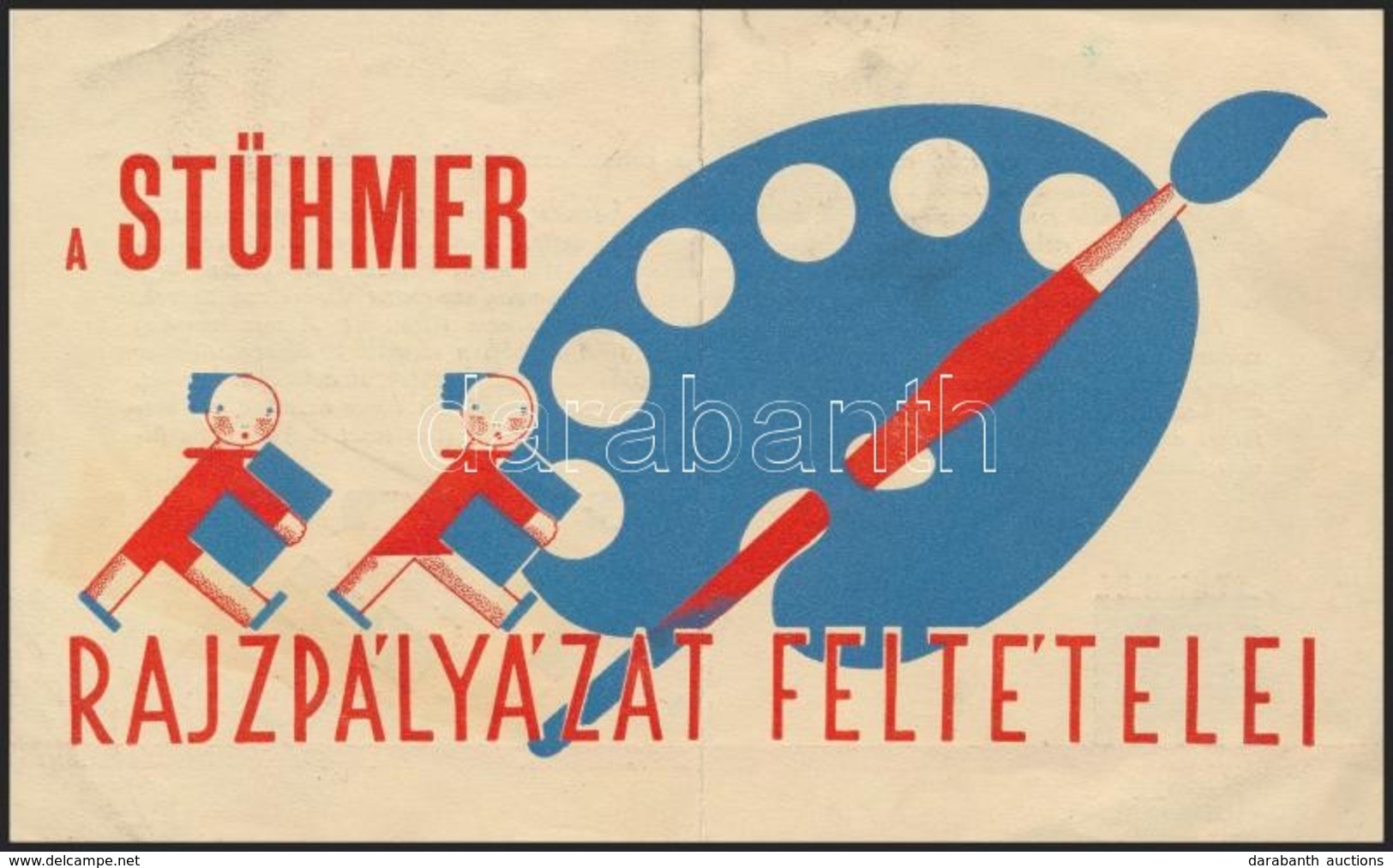 1935 A Stühmer Rajzpályázat Feltételei, Hajtásnyommal, Foltos, 11x18 Cm. - Advertising
