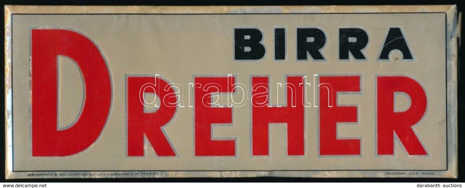Cca 1930 Dreher Birra Trieszt Reklámtábla, Sérüléssel, 10,5×27 Cm - Advertising