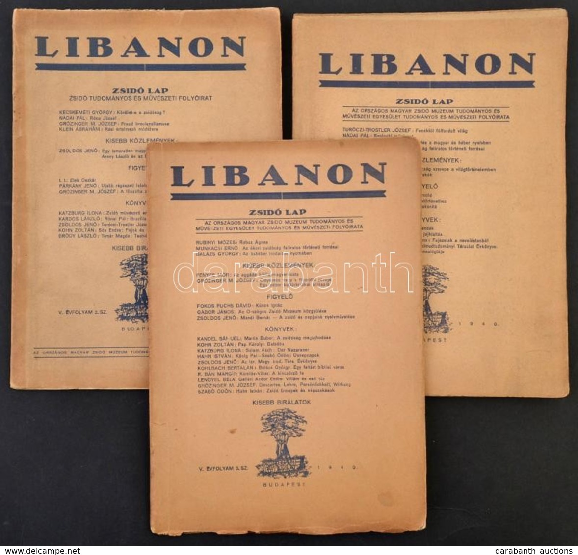 1940 Libanon 3 Száma,V. évf. 2.,3.,4. Számok - Other & Unclassified