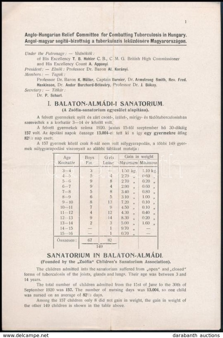 Cca 1920 Balatonalmádi, Szanatórium Ismertet? Prospektus, 4 P. - Other & Unclassified