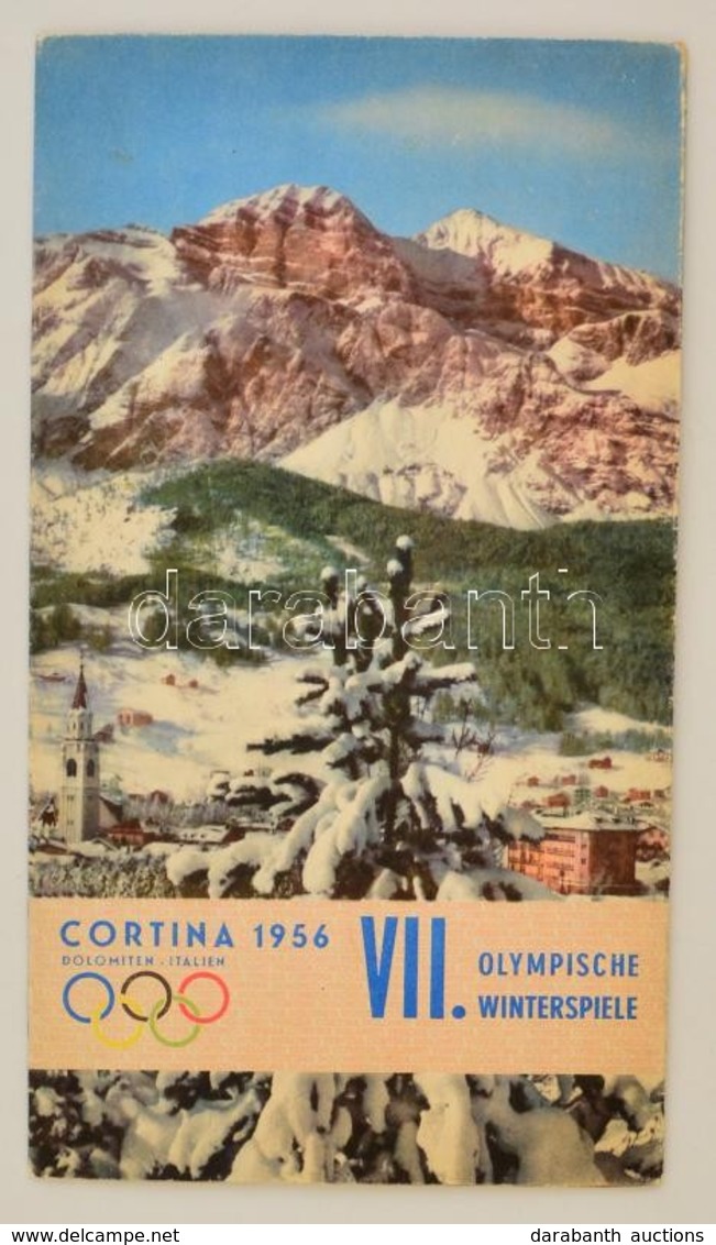 1956 Cortina, A VII. Téli Olimpiai Játékok Helyszínének Térképe és Ismertet? Füzete, 48x67 Cm - Other & Unclassified