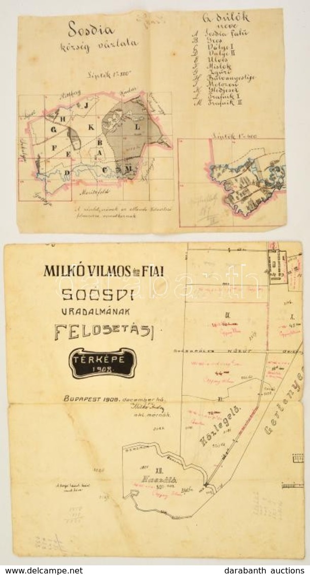 Cca 1900-1908 2 Térkép Sósdról (Sósdia, Soósd, Sosdea):
Cca 1900 Sósdia Község Vázlatának Térképe, 1=800, 26x32 Cm.
1908 - Other & Unclassified