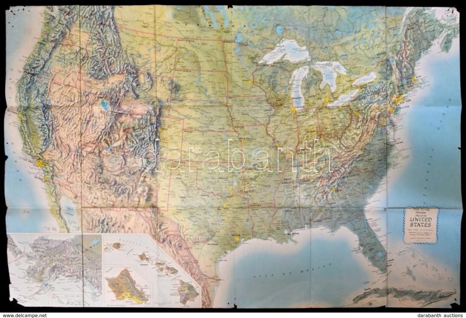 Cca 1970-1980 Az Egyesült Államok Térképe. Rand McNally Panoramic Map Of The United States, A Hajtások Mentén Szakadások - Other & Unclassified