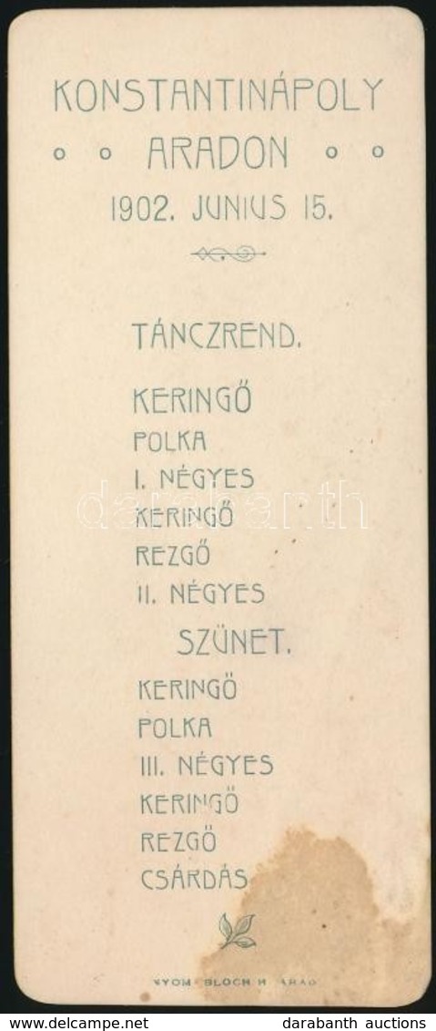 1902 Arad, Konstantiápoly Táncrend, Foltos - Unclassified
