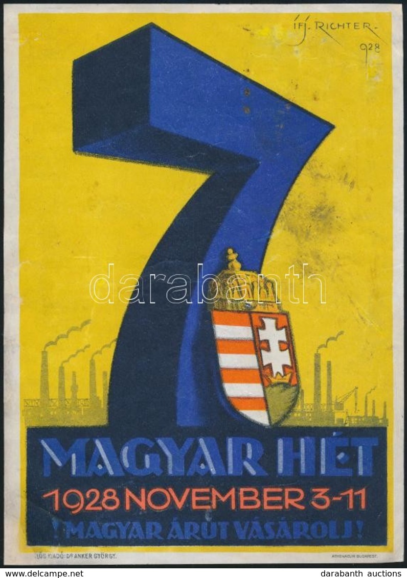 1928 'Magyar Hét, 1928. November 3-11.', Villamosplakát, Ifj. Richter, Ofszet, Papír, Jelzett, 24×17 Cm - Other & Unclassified