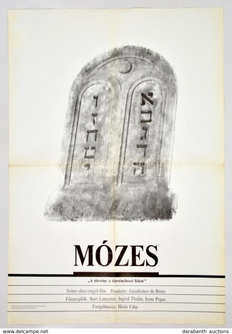 1989 Mózes, Olasz-angol Film Plakát, Hajtásnyommal, 83x57 Cm - Altri & Non Classificati