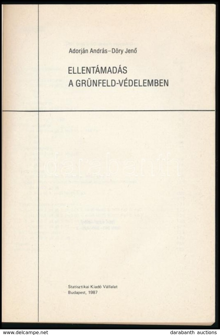 Adorján András-Döry Jen?: Ellentámadás A Grünfeld-védelemben. Bp., 1987, Statisztikai Kiadó Vállalat. Kiadói Papírkötés, - Unclassified