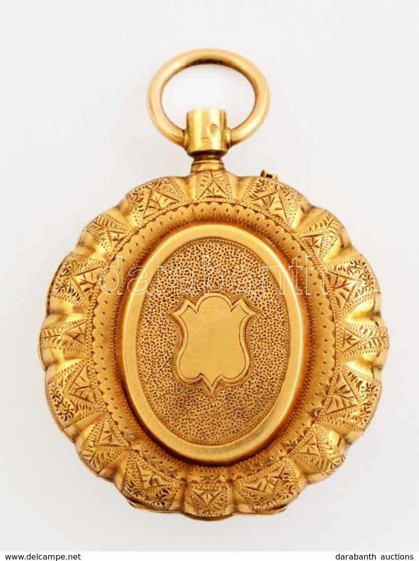 14 K Arany Zsebóratok Gazdagon Díszített D: 35mm, 11,6 G / 14 C Gold Pocket Watch Case With Ornaments 11,6 G - Altri & Non Classificati