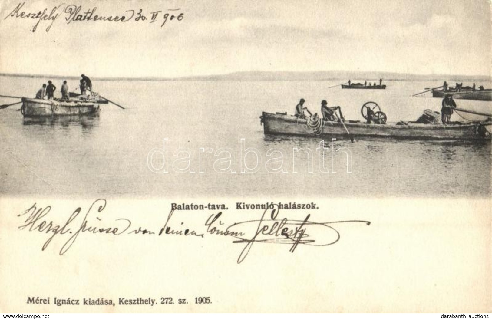 T2/T3 Balaton, Kivonuló Halászok. Mérei Ignácz Kiadása 272. Sz. 1905. (EK) - Unclassified