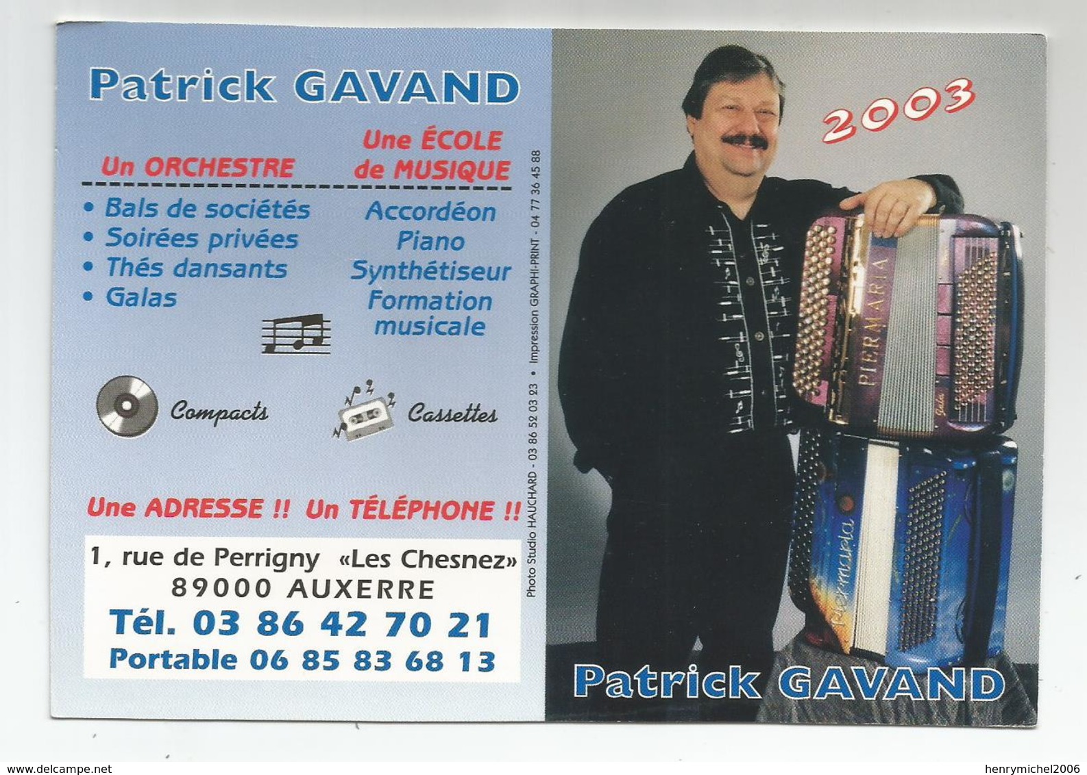 89 Yonne - Auxerre Patrick Gavand Orchestre école De Musique 1 Rue De Perrigny - Auxerre