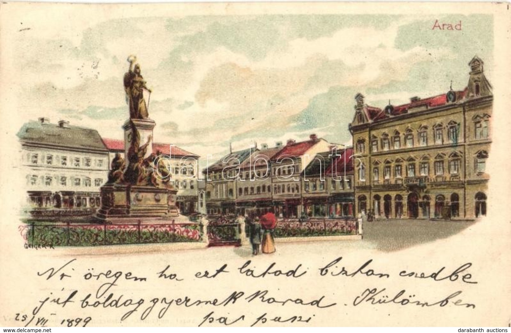T2 1899 Arad, Vértanú Szobor / Martyrs' Statue, Monument, Street View, Art Nouveau, Litho - Unclassified