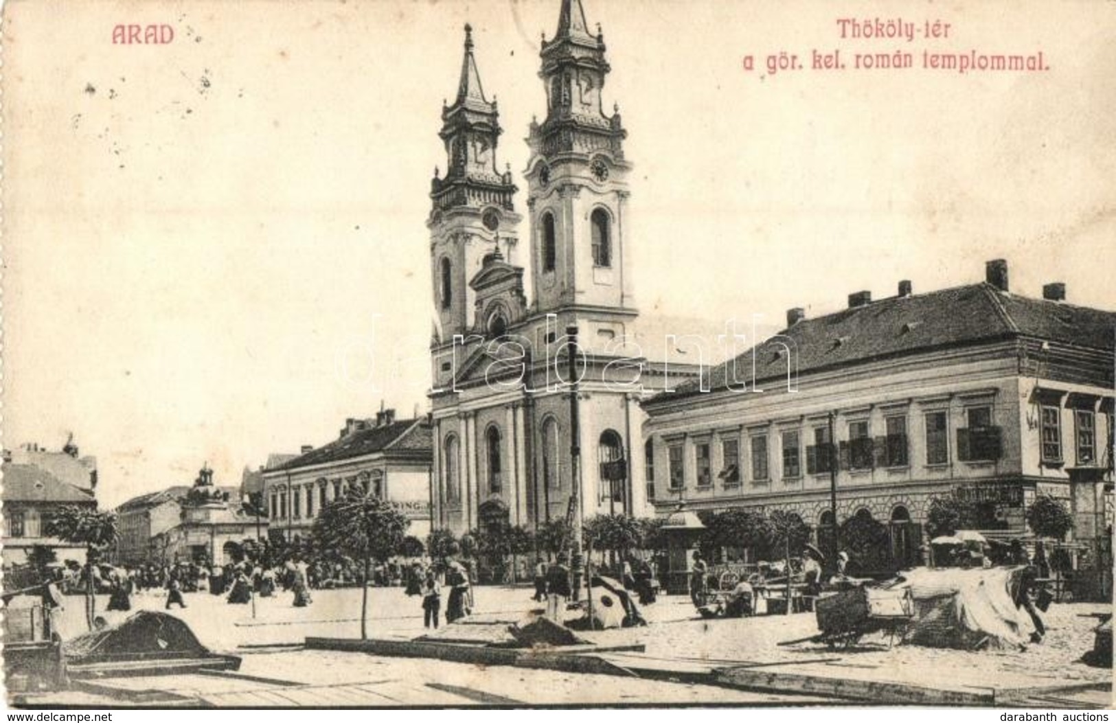 T2 Arad, Thököly Tér A Görögkeleti Román (ortodox) Templommal, Piac, üzlet / Square, Romanian Orthodox Church, Market, S - Unclassified