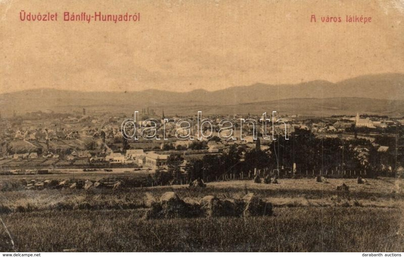 T2/T3 Bánffyhunyad, Huedin; Látkép, Vasútállomás. No. 360. Ábrahám Mórné Kiadása / General View, Railway Station (EK) - Unclassified