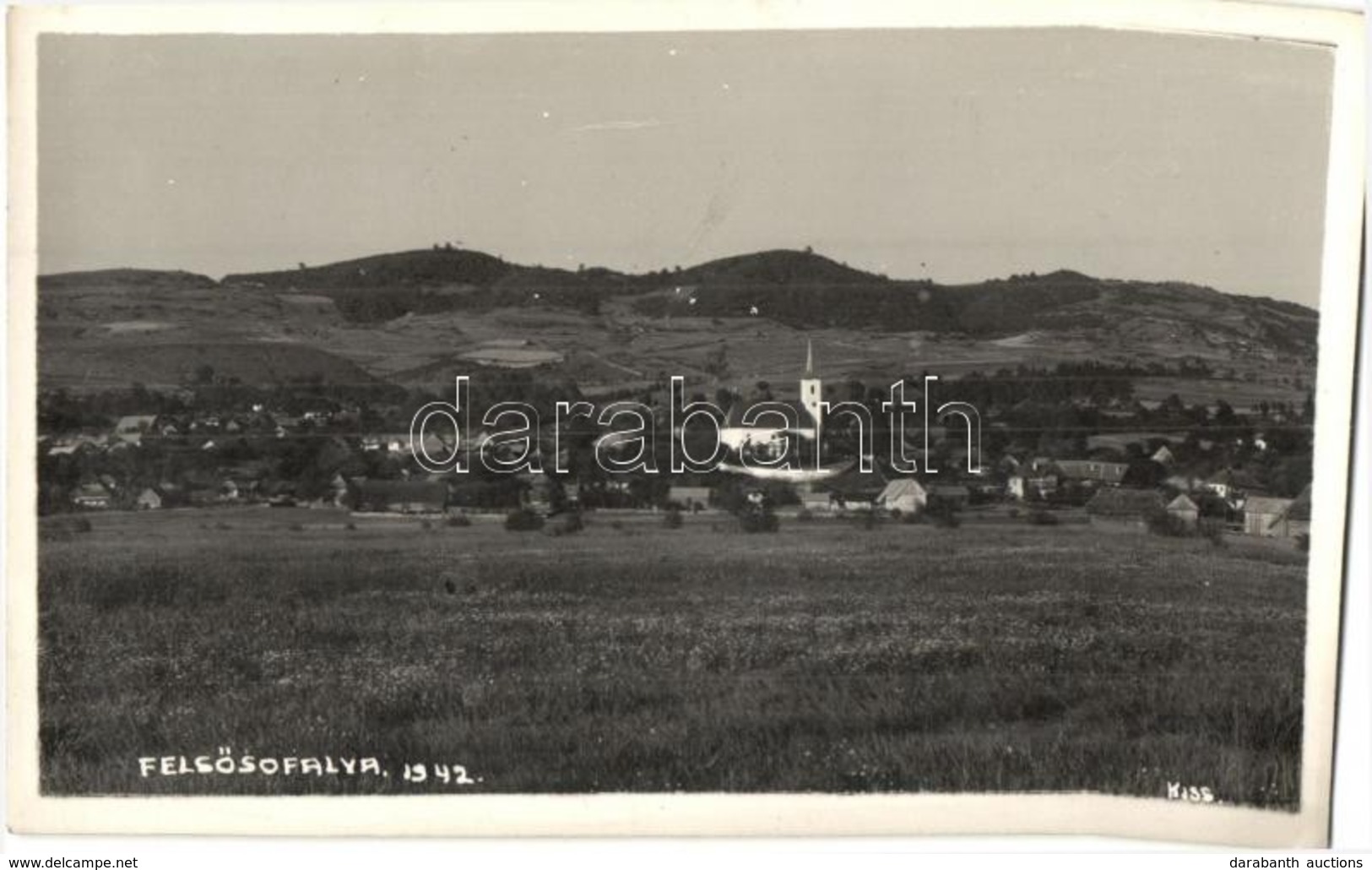 * T2/T3 1942 Fels?sófalva, Ocna De Sus; Látkép, Templom / General View, Church. Kiss Photo - Non Classificati