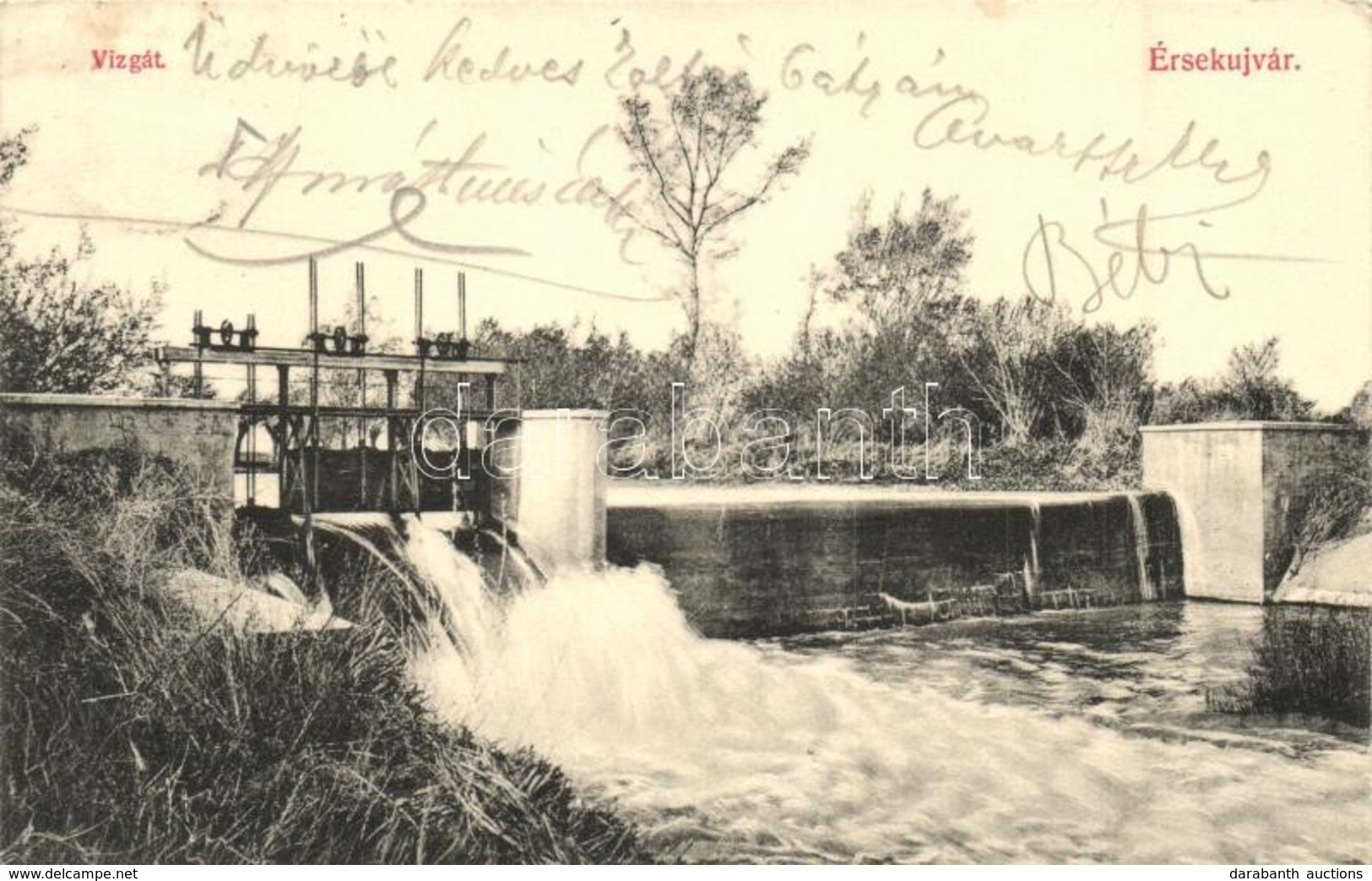 T2/T3 Érsekújvár, Nové Zamky; Vízgát, Adler József Kiadása / Water Dam (EK) - Unclassified