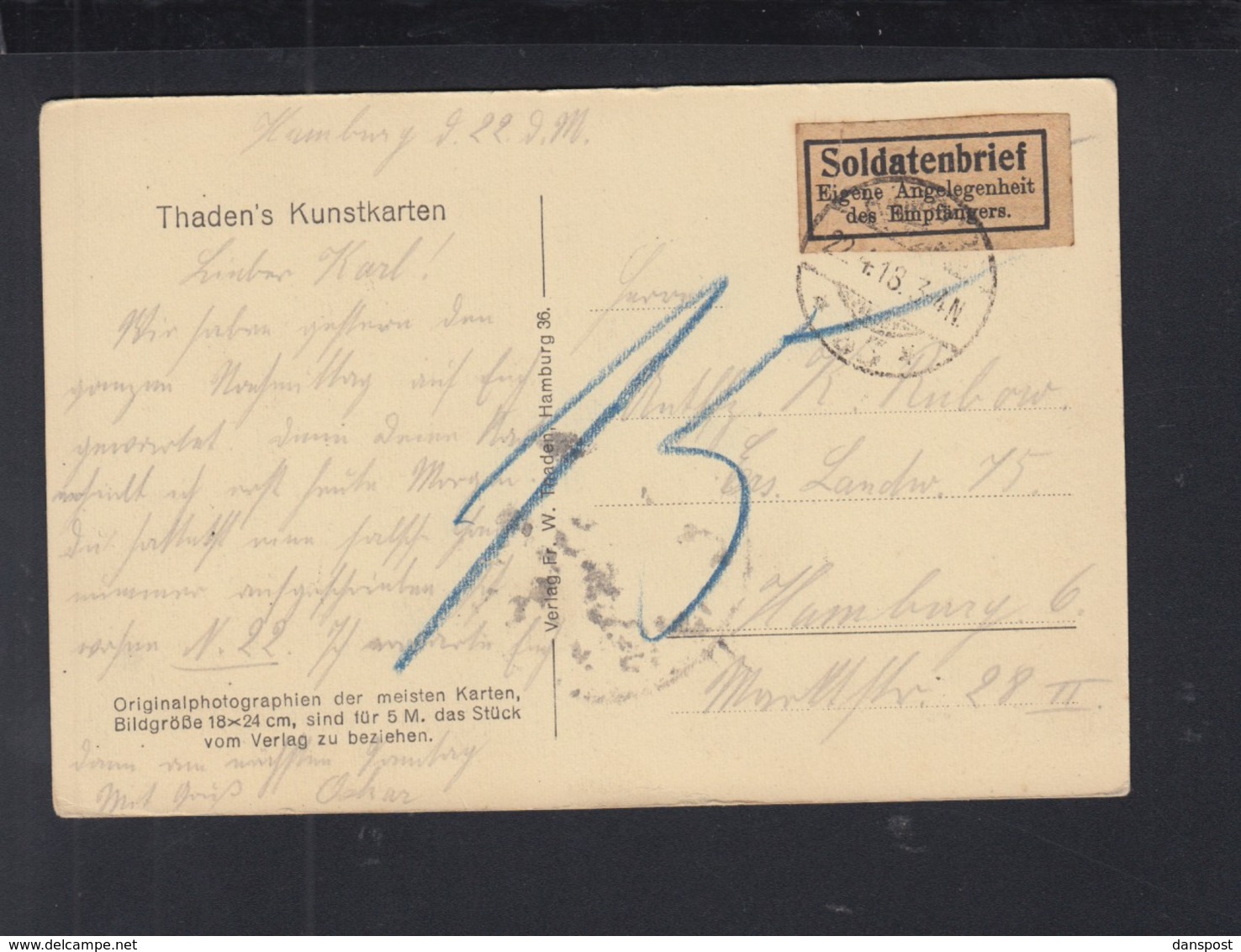 AK Estebrügge Soldatenbrief 1918 - Lettres & Documents