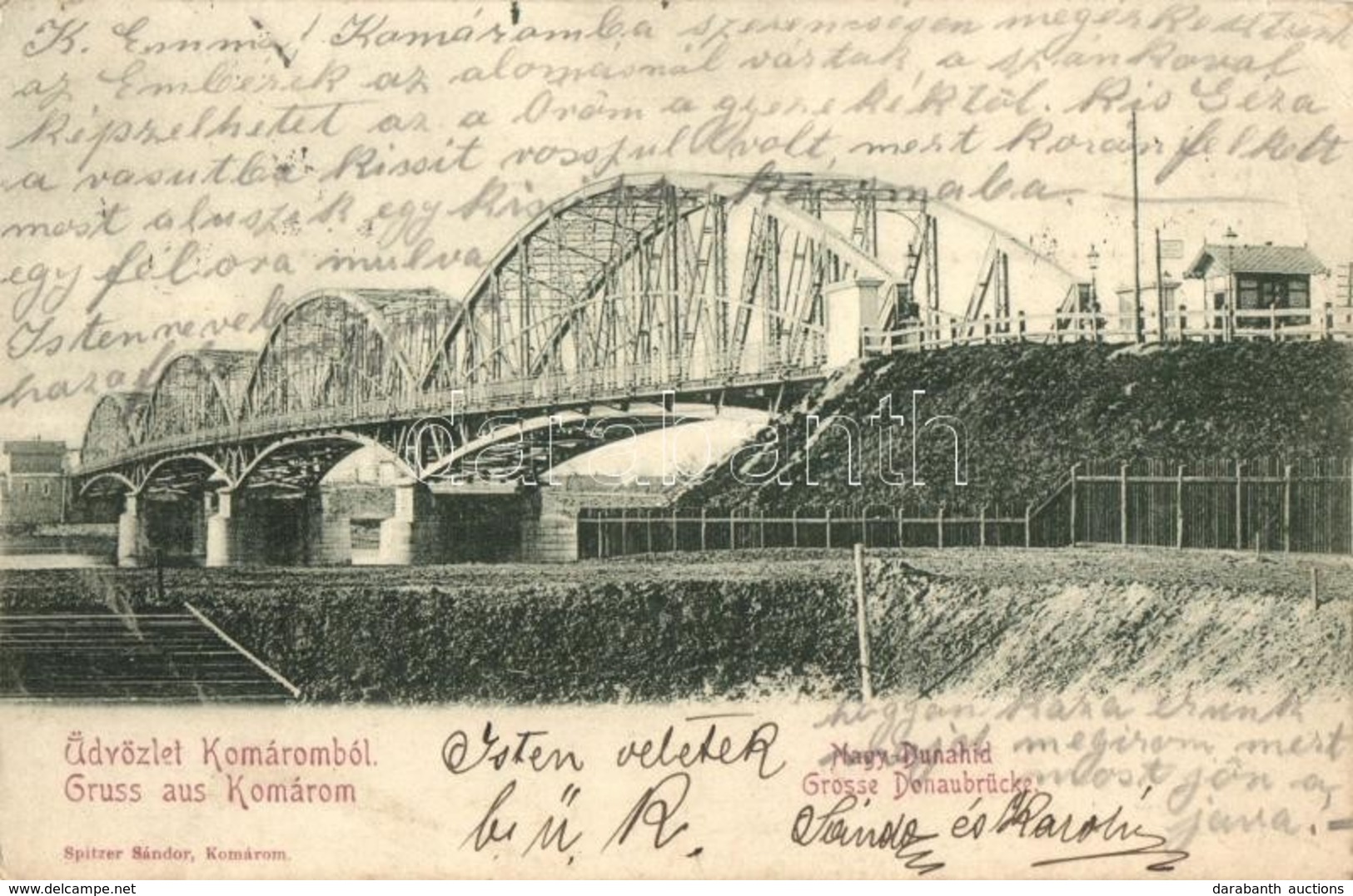 T2/T3 Komárom, Komárno; Nagy-Duna Híd. Spitzer Sándor Kiadása / Grosse Donaubrücke / Danube Bridge (EK) - Unclassified