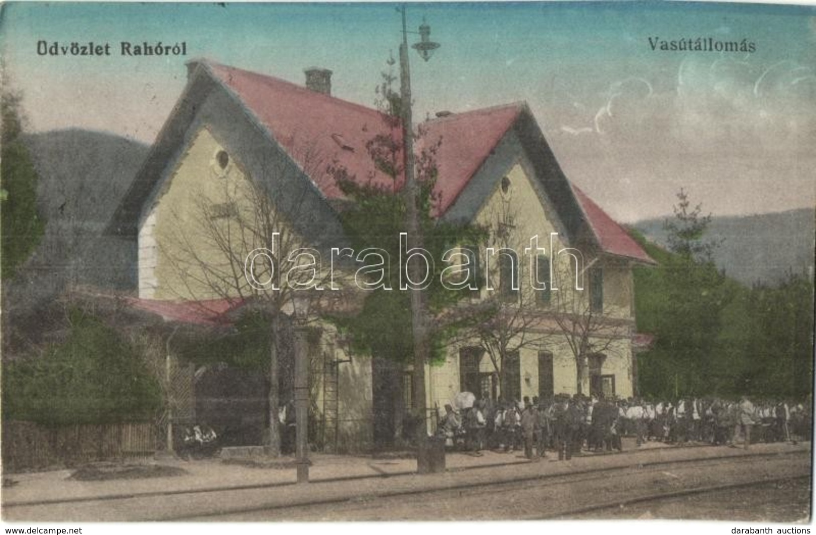 T2 Rahó, Rahau, Rakhiv (Máramaros); Vasútállomás, Létra. Feig Bernátné Kiadása / Railway Station, Ladder - Unclassified