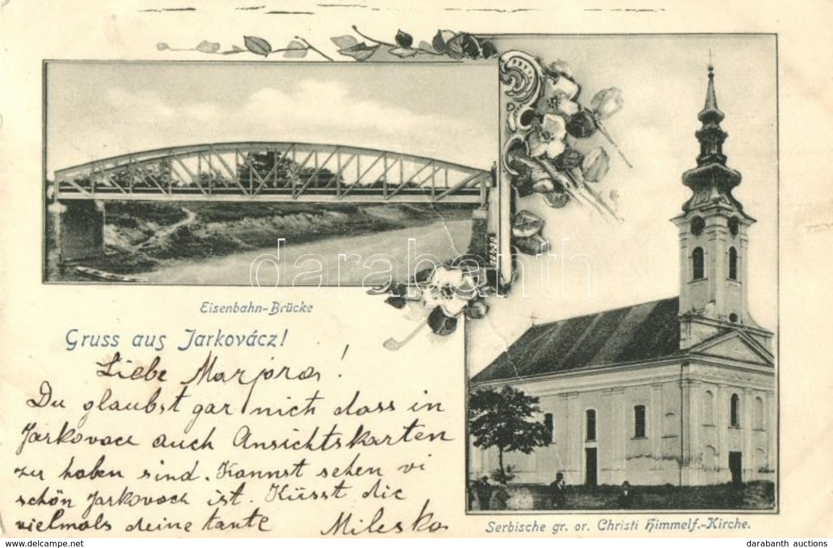 T3 1899 Árkod, Jarkovatz, Jarkovác; Eisenbahn-Brücke, Serbische Gr. Or. Christi Himmelf.-Kirche / Vasúti Híd, Szerb Orto - Unclassified