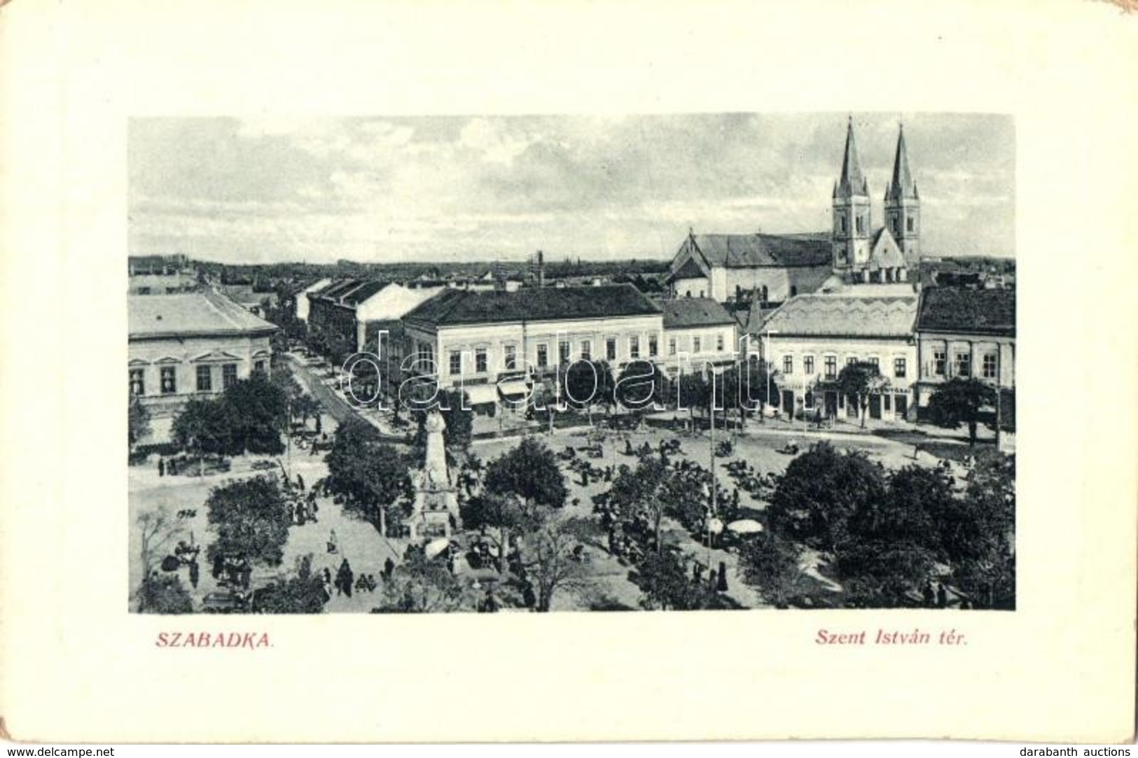 T2/T3 Szabadka, Subotica; Szent István Tér, Piac, Gyógyszertár, üzletek. W. L. Bp. 6342.  / Square, Market, Pharmacy, Sh - Unclassified