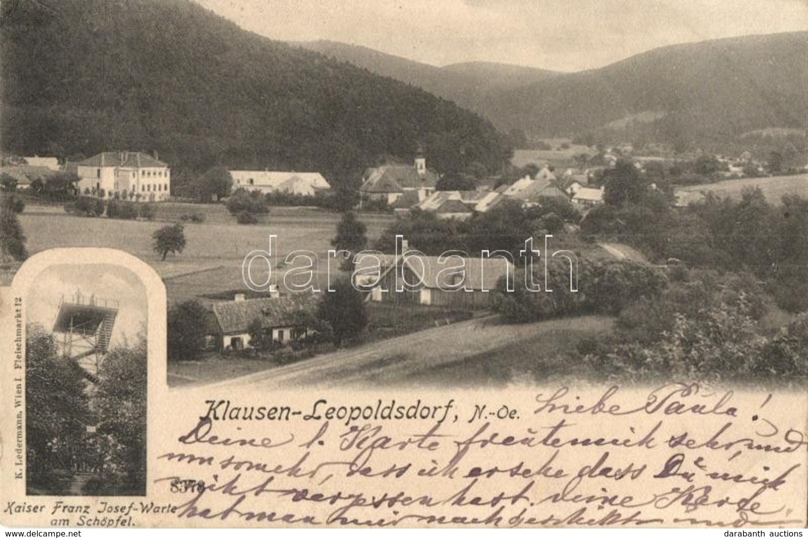 T2 Klausen-Leopoldsorf, Kaiser Franz Josef-Warte Am Schöpfel / General View, Lookout Tower. K. Ledermann - Unclassified