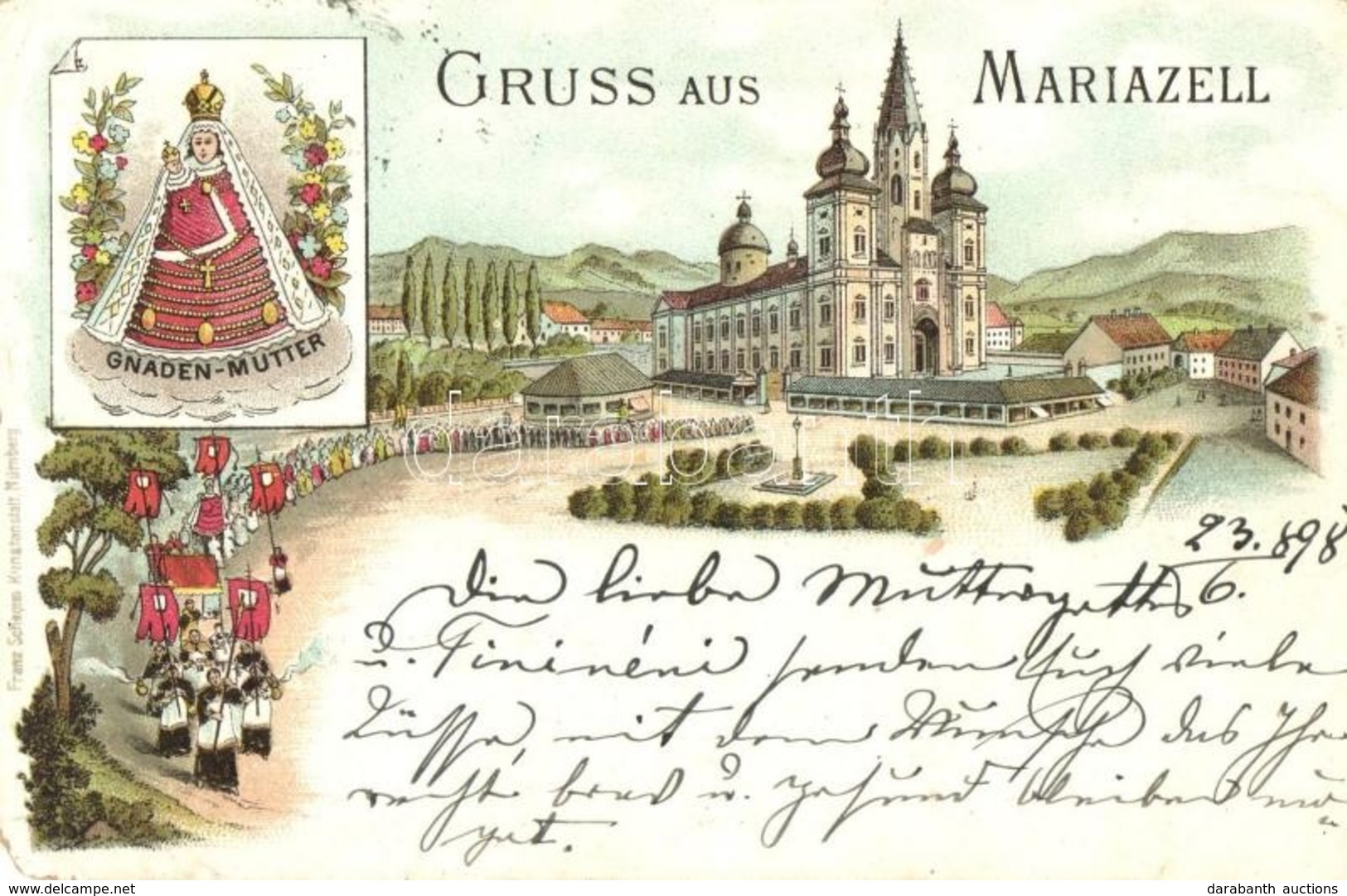 T2/T3 1898 Mariazell, Gnaden Mutter, Kirche / Church. Franz Schemm Kunstanstalt Litho (EK) - Unclassified
