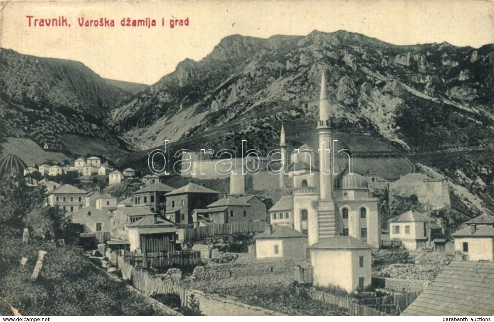 T2/T3 Travnik, Varoska Dzamija I Grad / Mosque, Street View. W. L. Bp. 4822. (EK) - Unclassified