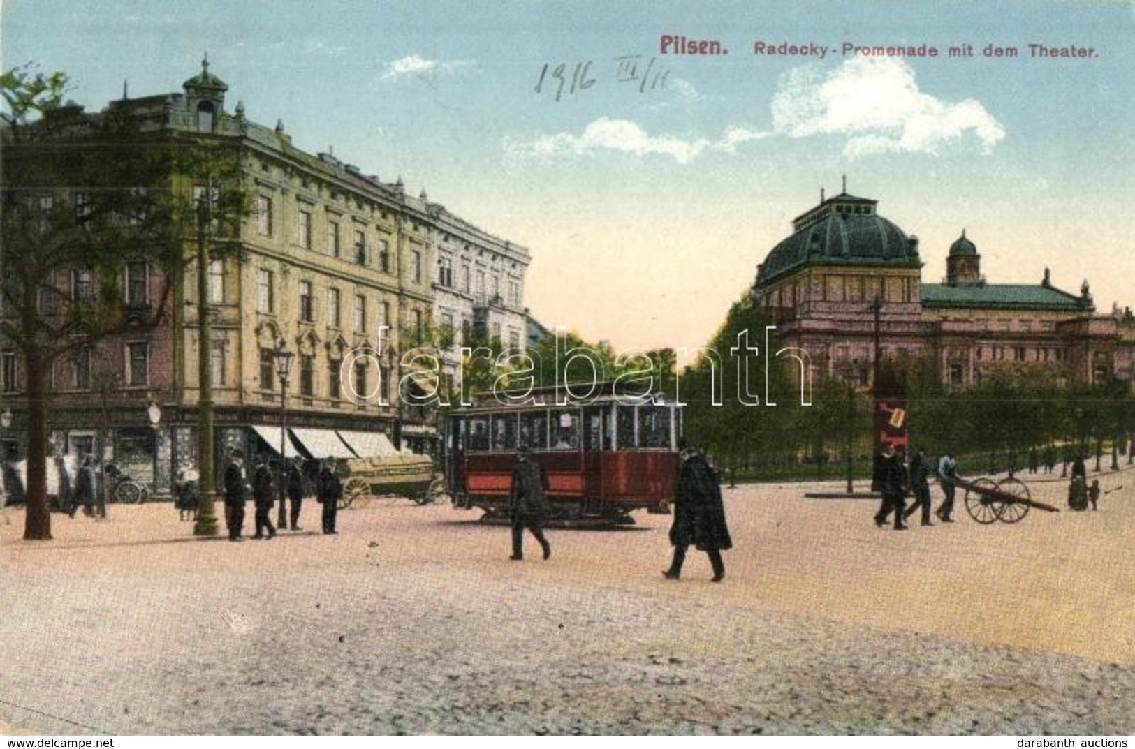 T2 Plzen, Pilsen; Radecky Promenade Mit Dem Theater / Promenade With Theatre And Tram - Unclassified