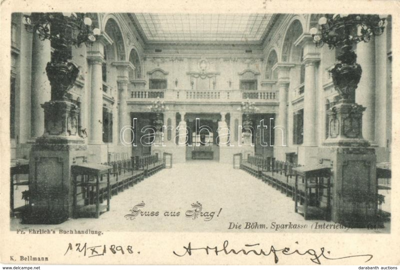 T2/T3 1898 Praha, Prag; Die Böhm. Sparkasse / Bohemian Savings Bank, Interior - Unclassified