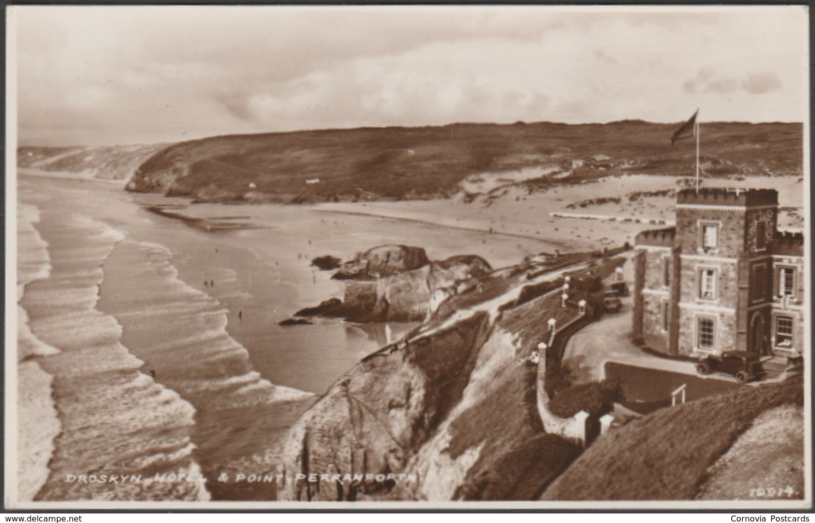 Droskyn Hotel And Point, Perranporth, Cornwall, C.1930s - RP Postcard - Other & Unclassified