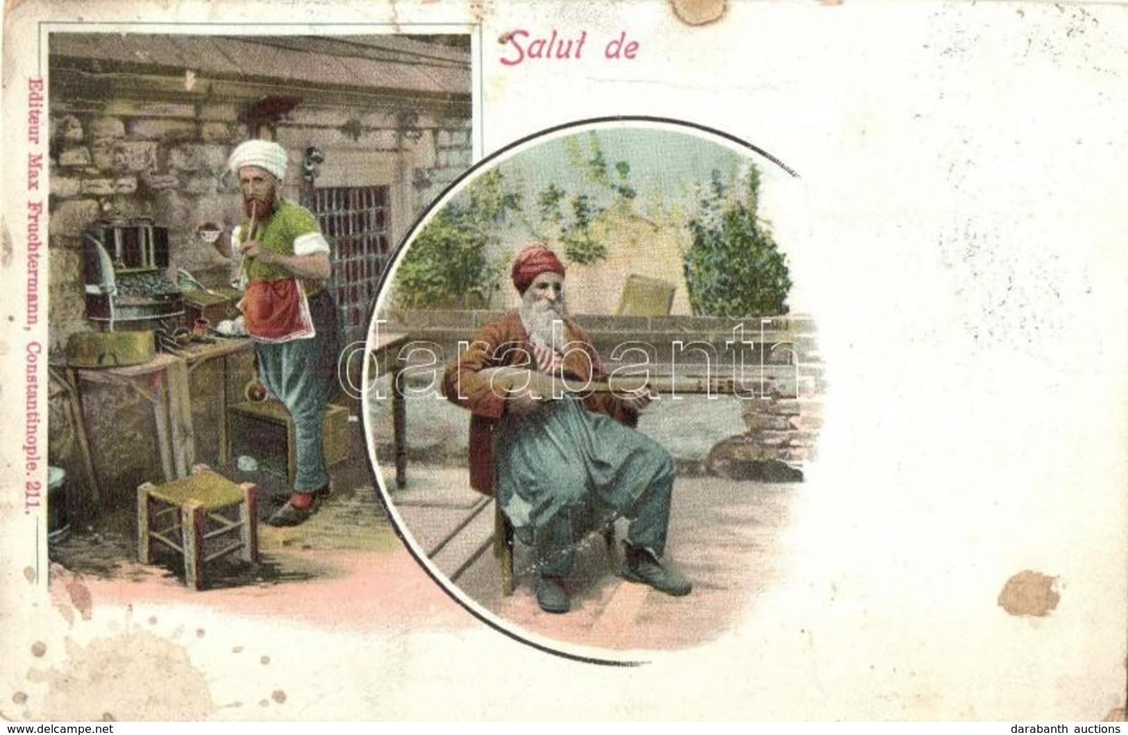 T3 1900 Constantinople, Instanbul; Turkish Folklore, Coffee Maker, Saz Musician. Art NouveauMax Fruchtermann 211. (fa) - Unclassified