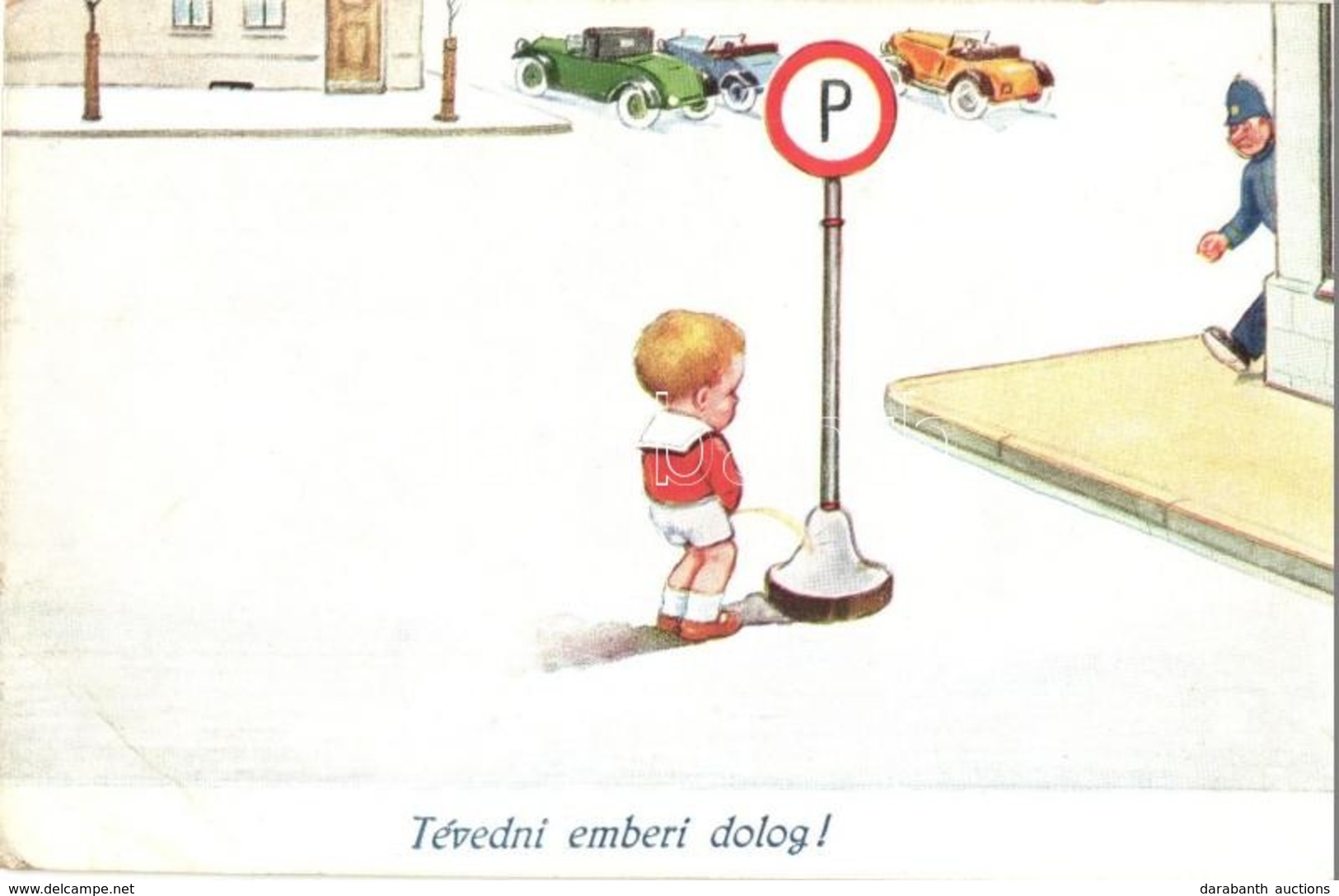 ** T2/T3 Tévedni Emberi Dolog! / Humorous Graphic Postcard, Peeing Boy, WSSB 8462/2. (EB) - Unclassified