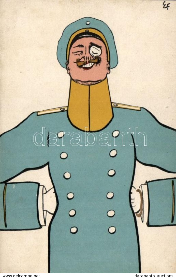 ** T2/T3 German Military Officer, Art Postcard Signed E.F. (EK) - Unclassified