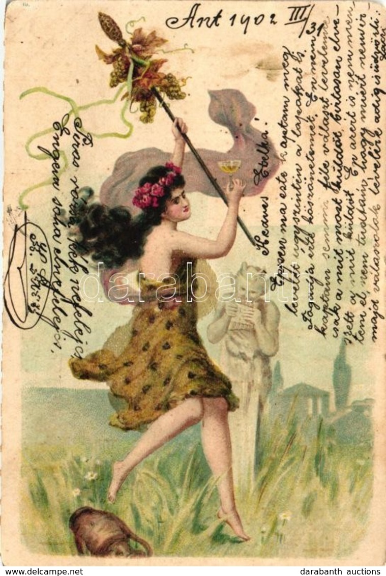 T2/T3 Antique Style Litho Art Postcard With Real Pearl Decoration (slightly Worn Edges) - Unclassified