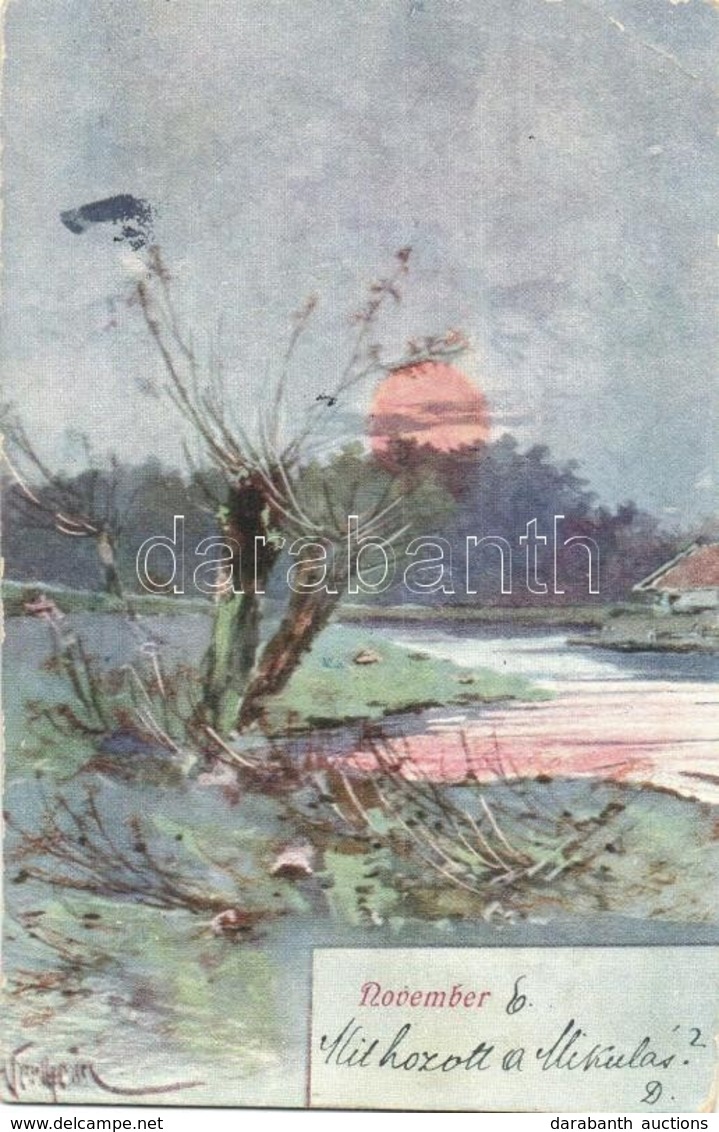 T2/T3 Sunset, Landscape Art Postcard. B. K. W. I. 724-11. Artist Signed (EK) - Unclassified