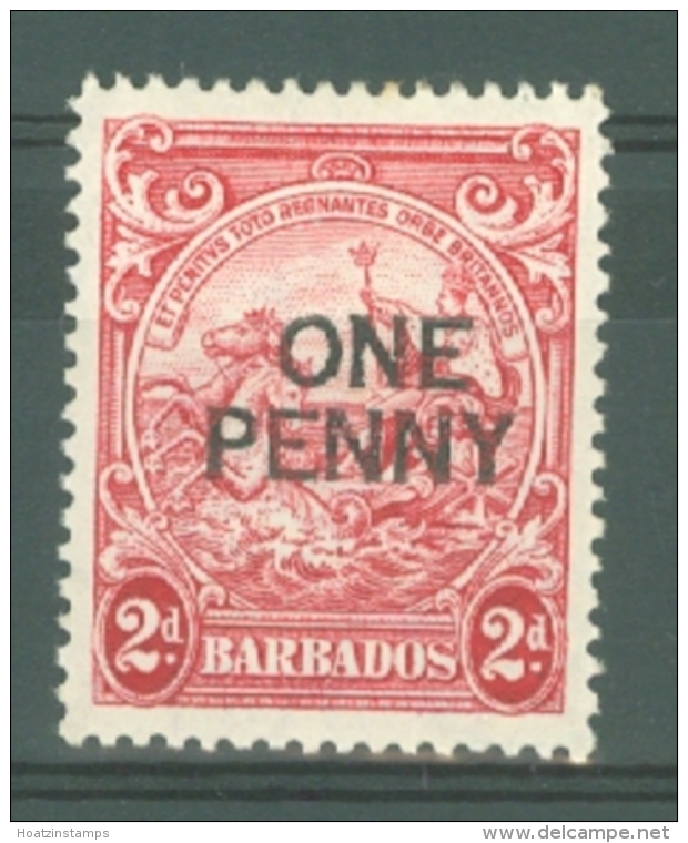 Barbados: 1947   Badge Of Colony - Surcharge    SG264e    1d On 2d   [Perf: 13&frac12; X 13]  MH - Barbados (...-1966)