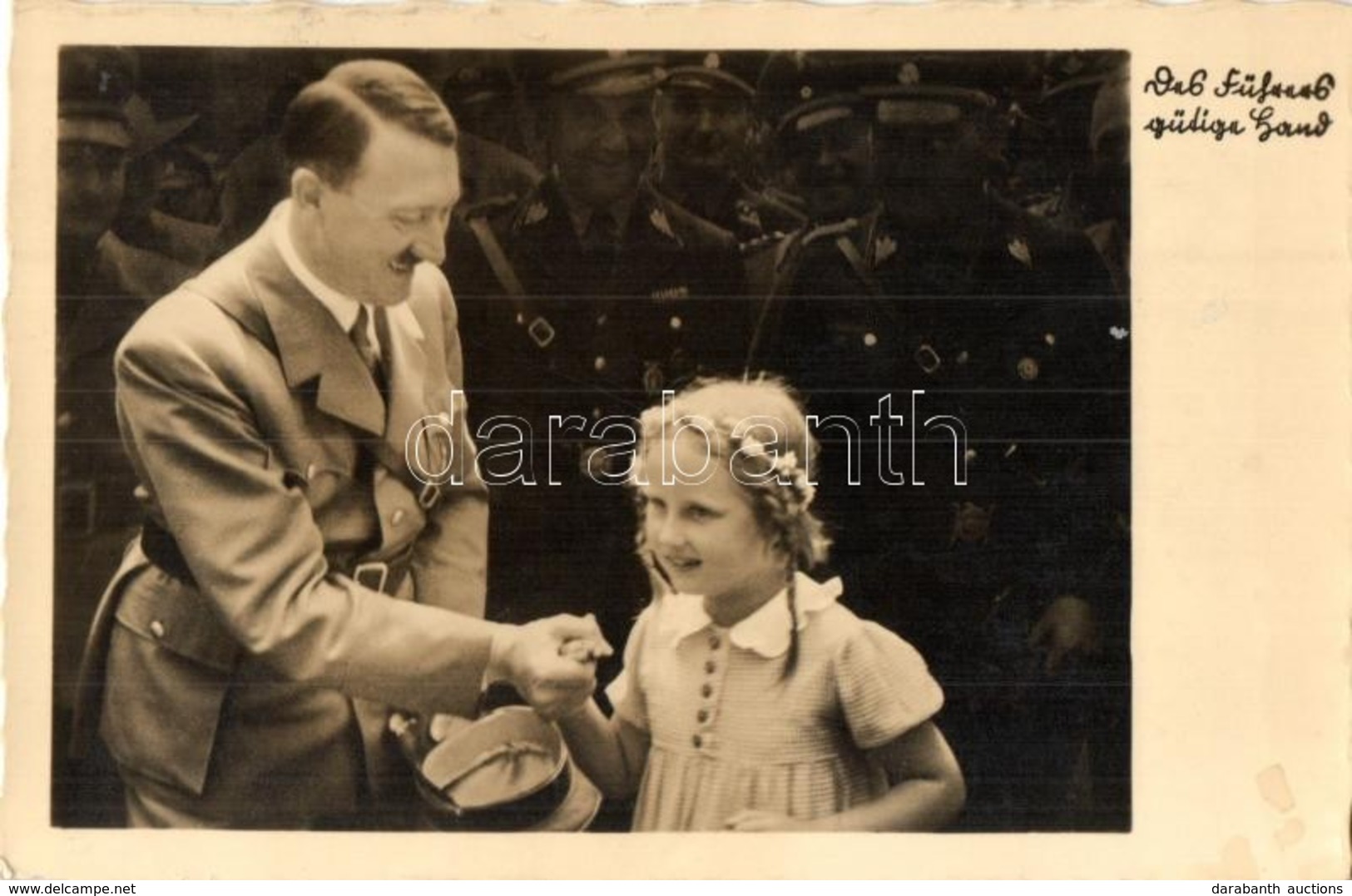 T2 Adolf Hitler With Child. NSDAP German Nazi Party Propaganda, Hand-drawn Swastika, 'Heil Hitler!' On The Backside + 19 - Unclassified