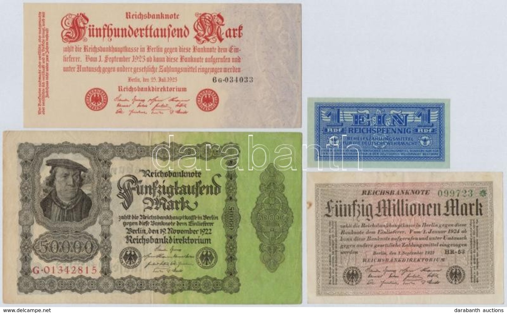 Németország / Weimari Köztársaság 1922. 50.000M + 1923. 500.000M + 50.000.000M + Német Harmadik Birodalom / Deutsche Weh - Unclassified