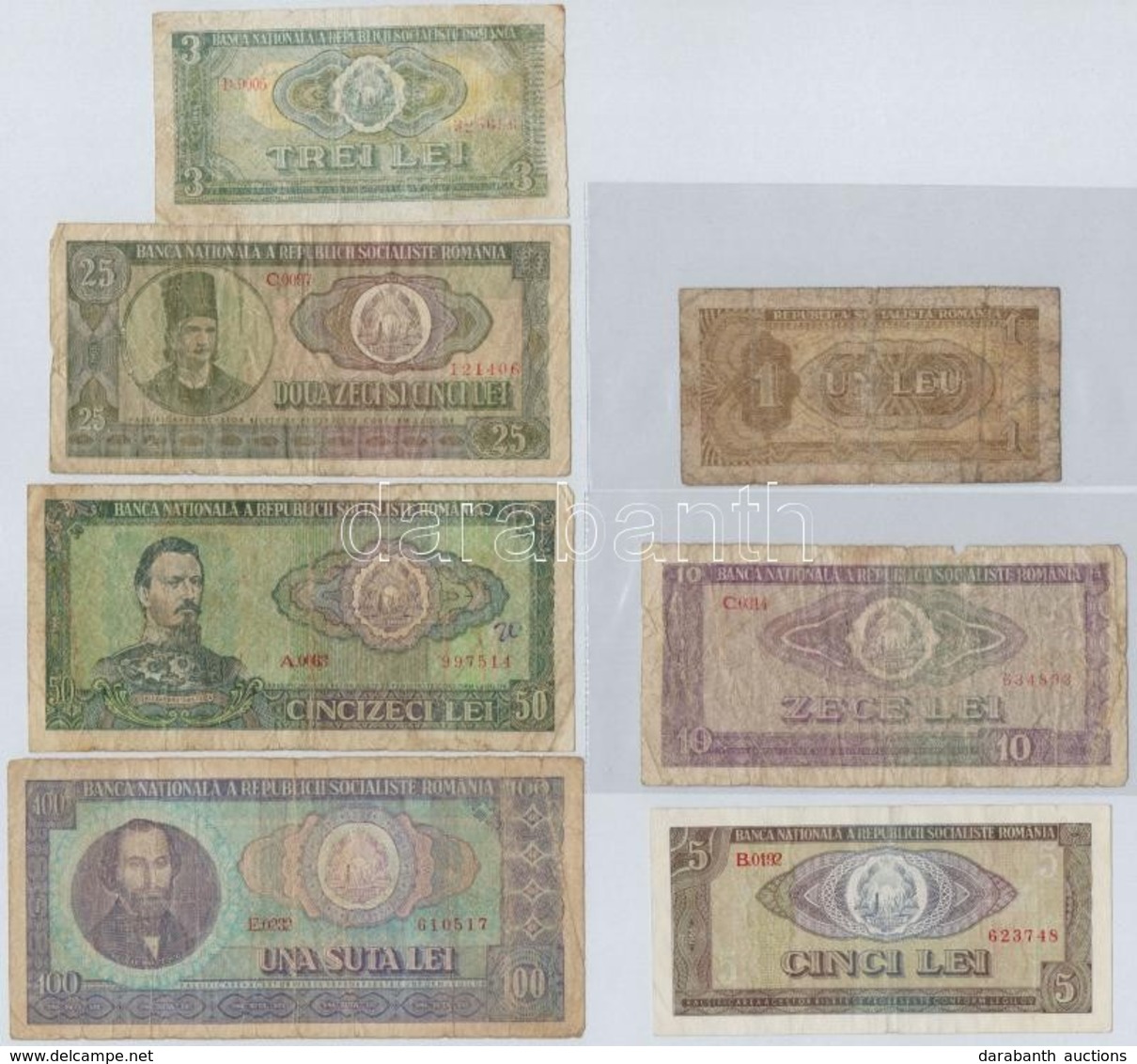 Románia 1966. 1L-100L (7xklf) T:III,III-
Romania 1966. 1 Leu - 100 Lei (7xdiff) C:F,VG - Unclassified