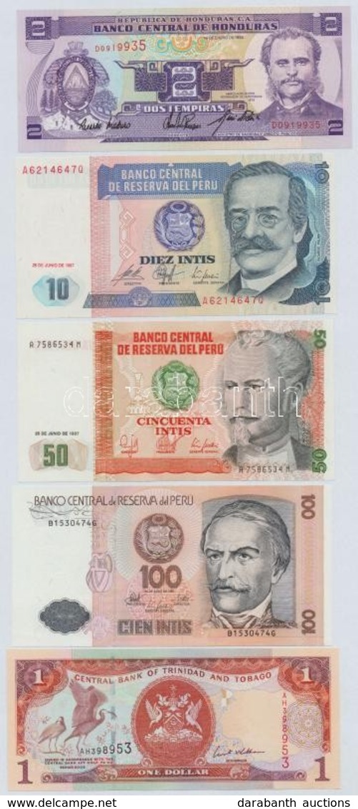 5db-os Vegyes Külföldi Bankjegy Tétel, Közte Honduras, Peru, Trinidad és Tobago T:I,I-
5pcs Of Various Banknotes, Includ - Unclassified