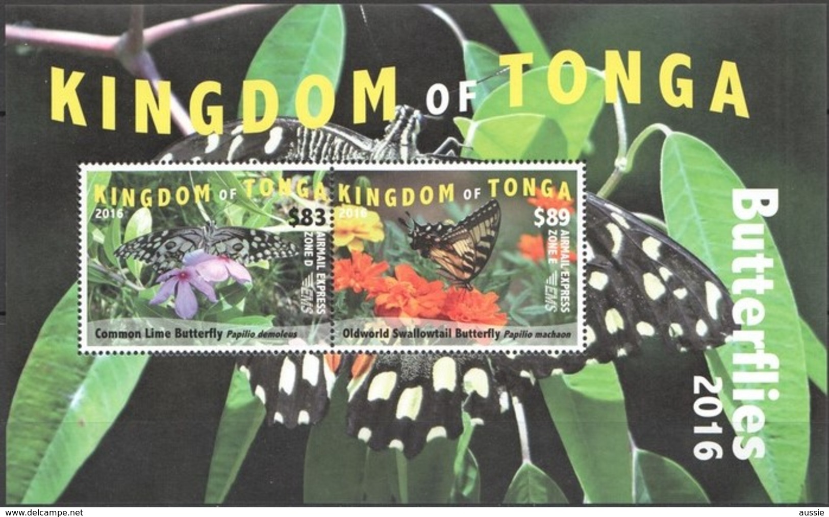 Tonga 2016 Yvertn° 1464A-1464B En Bloc *** MNH Cote 163 Euro Faune Papillons Vlinders Butterflies - Tonga (1970-...)